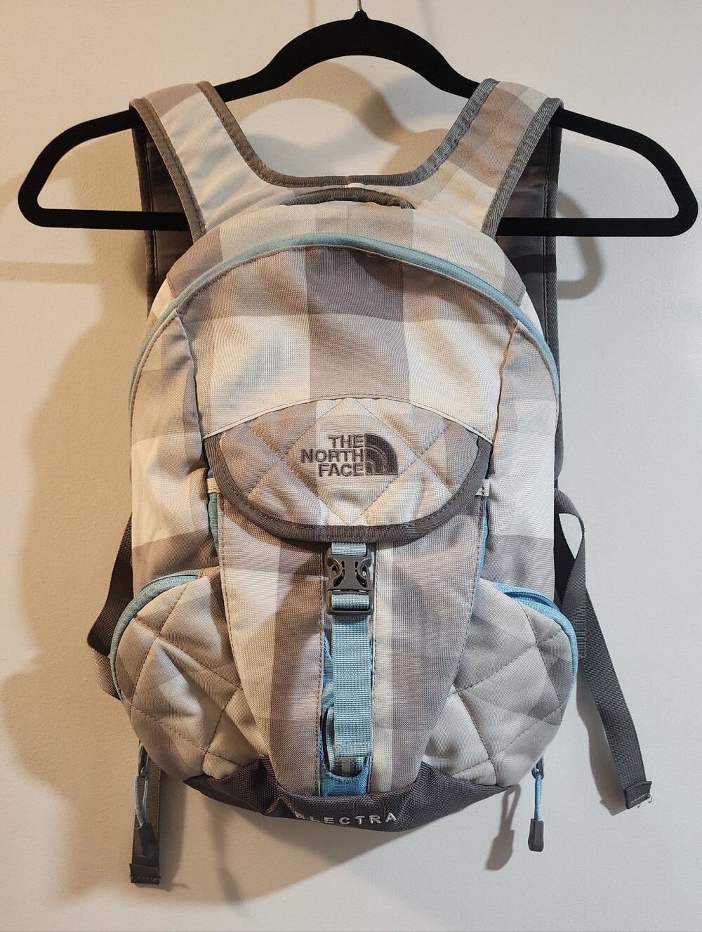 The North Face Women's Electra Backpack - Gray/Cream with Light Blue Trim